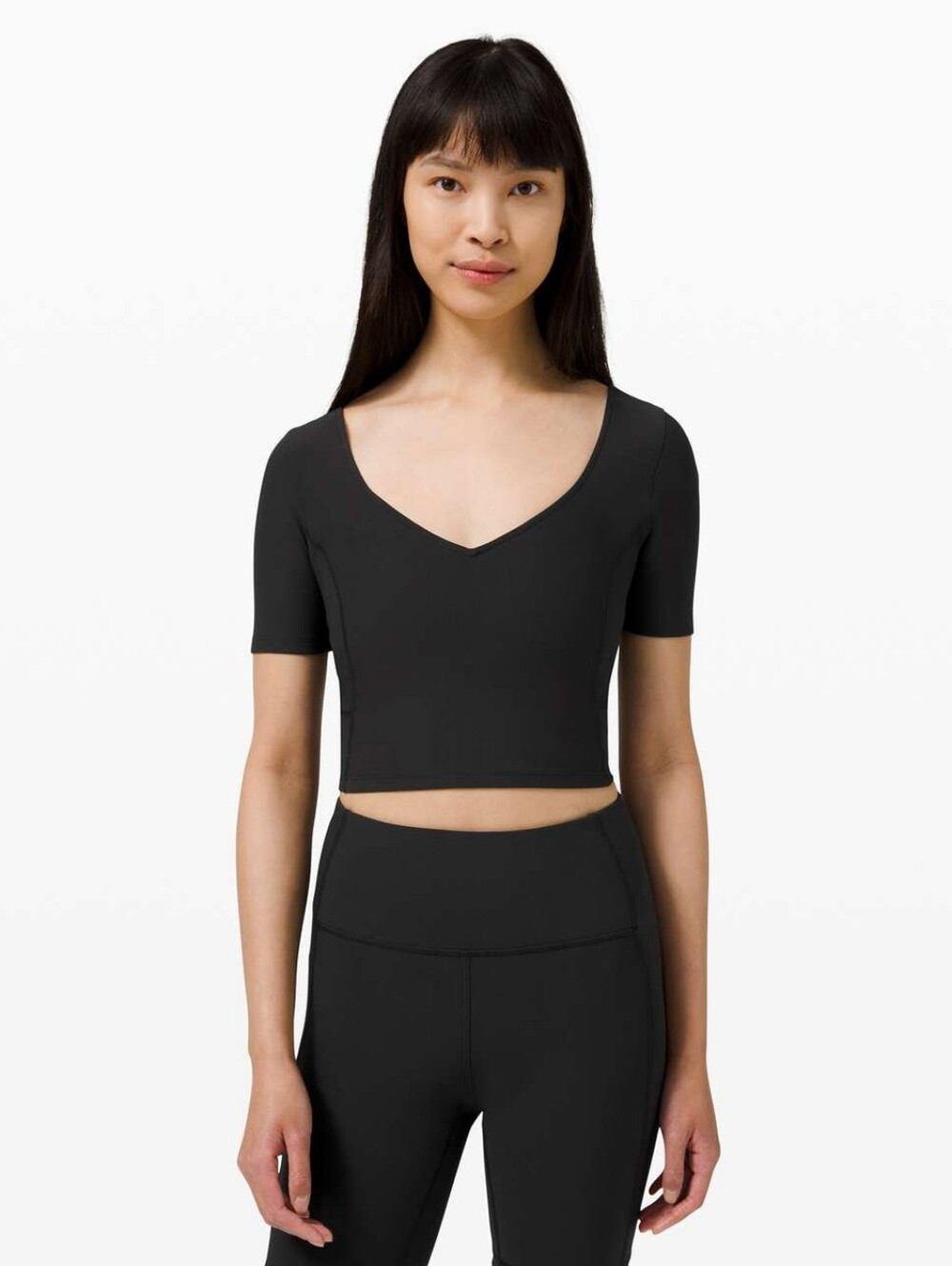 Lululemon Ribbed Contoured V-Neck Yoga Short Sleeve Black